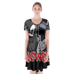 Death - Halloween Short Sleeve V-neck Flare Dress by Valentinaart