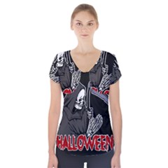 Death - Halloween Short Sleeve Front Detail Top by Valentinaart