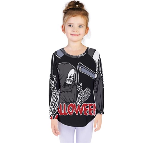 Death - Halloween Kids  Long Sleeve Tee by Valentinaart