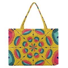 Textured Tropical Mandala Zipper Medium Tote Bag by linceazul