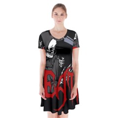 Death - Halloween Short Sleeve V-neck Flare Dress by Valentinaart