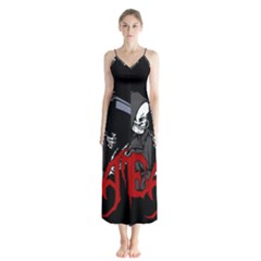 Death - Halloween Button Up Chiffon Maxi Dress