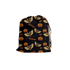 Bat, Pumpkin And Spider Pattern Drawstring Pouches (medium)  by Valentinaart