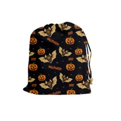 Bat, Pumpkin And Spider Pattern Drawstring Pouches (large)  by Valentinaart