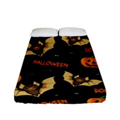 Bat, Pumpkin And Spider Pattern Fitted Sheet (full/ Double Size) by Valentinaart