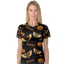 Bat, pumpkin and spider pattern V-Neck Sport Mesh Tee View1