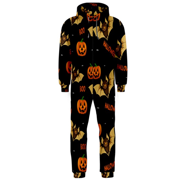 Bat, pumpkin and spider pattern Hooded Jumpsuit (Men) 