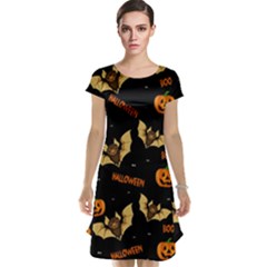 Bat, Pumpkin And Spider Pattern Cap Sleeve Nightdress by Valentinaart