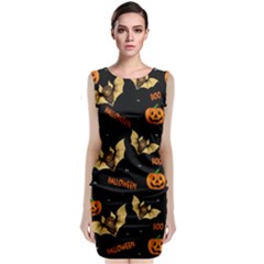 Bat, Pumpkin And Spider Pattern Classic Sleeveless Midi Dress by Valentinaart