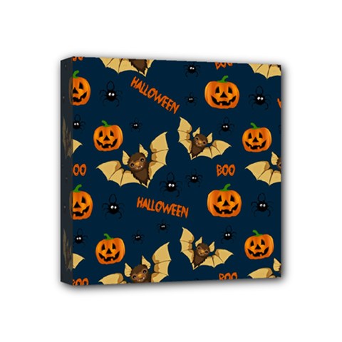 Bat, pumpkin and spider pattern Mini Canvas 4  x 4 