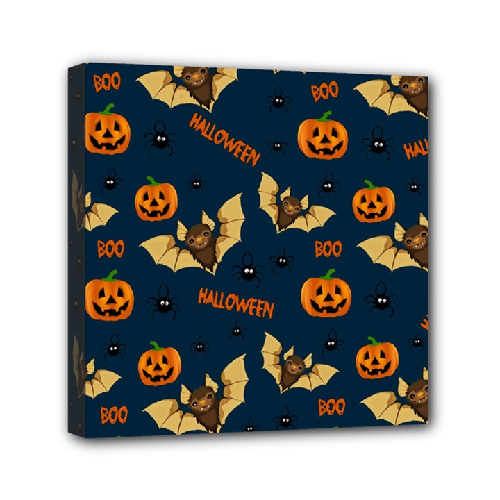 Bat, pumpkin and spider pattern Mini Canvas 6  x 6 