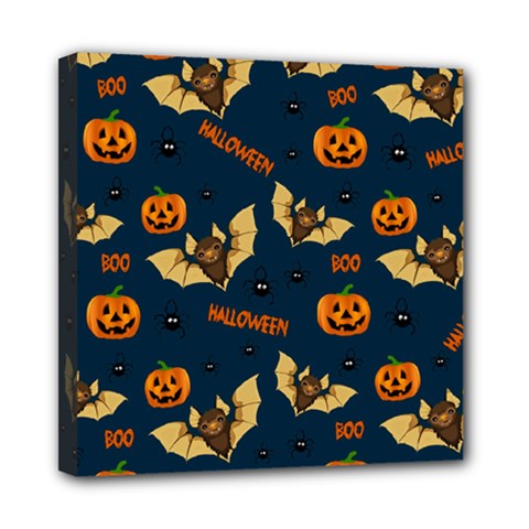 Bat, pumpkin and spider pattern Mini Canvas 8  x 8 