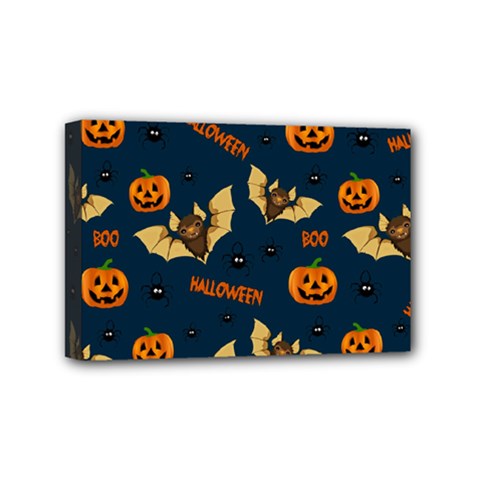 Bat, pumpkin and spider pattern Mini Canvas 6  x 4 