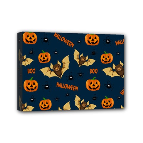 Bat, pumpkin and spider pattern Mini Canvas 7  x 5 