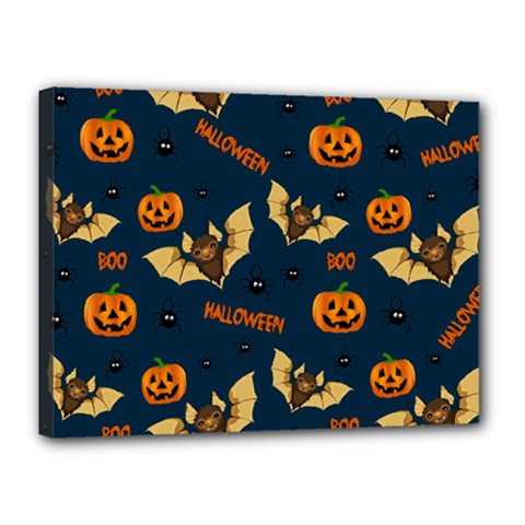 Bat, pumpkin and spider pattern Canvas 16  x 12 