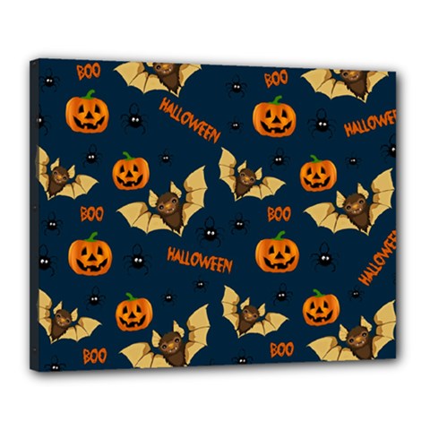 Bat, pumpkin and spider pattern Canvas 20  x 16 