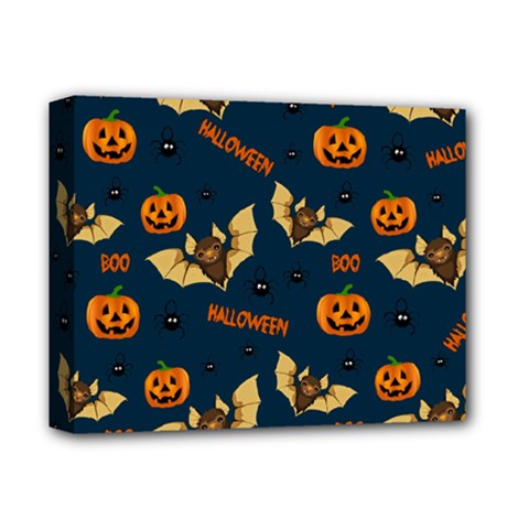 Bat, pumpkin and spider pattern Deluxe Canvas 14  x 11 