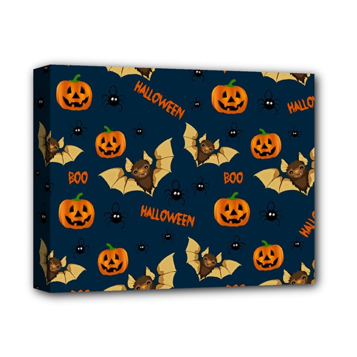 Bat, pumpkin and spider pattern Deluxe Canvas 14  x 11 