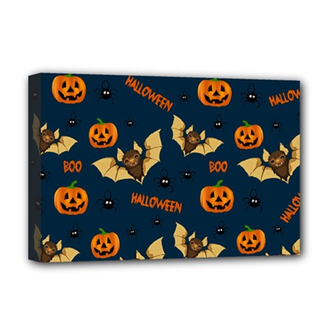 Bat, pumpkin and spider pattern Deluxe Canvas 18  x 12  