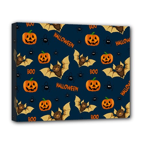 Bat, pumpkin and spider pattern Deluxe Canvas 20  x 16  