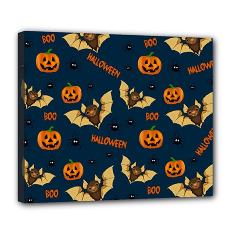 Bat, pumpkin and spider pattern Deluxe Canvas 24  x 20  