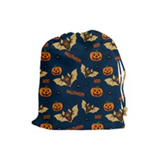 Bat, pumpkin and spider pattern Drawstring Pouches (Large) 