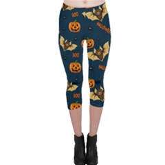 Bat, pumpkin and spider pattern Capri Leggings 