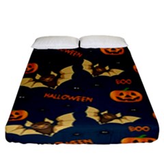 Bat, pumpkin and spider pattern Fitted Sheet (King Size)