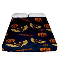 Bat, pumpkin and spider pattern Fitted Sheet (California King Size)