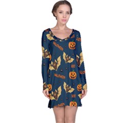 Bat, pumpkin and spider pattern Long Sleeve Nightdress