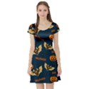 Bat, pumpkin and spider pattern Short Sleeve Skater Dress View1