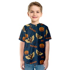 Bat, pumpkin and spider pattern Kids  Sport Mesh Tee