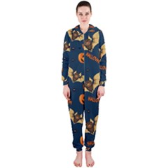 Bat, pumpkin and spider pattern Hooded Jumpsuit (Ladies) 