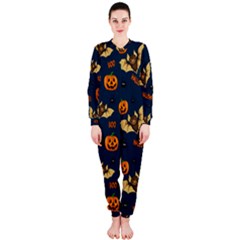 Bat, pumpkin and spider pattern OnePiece Jumpsuit (Ladies) 