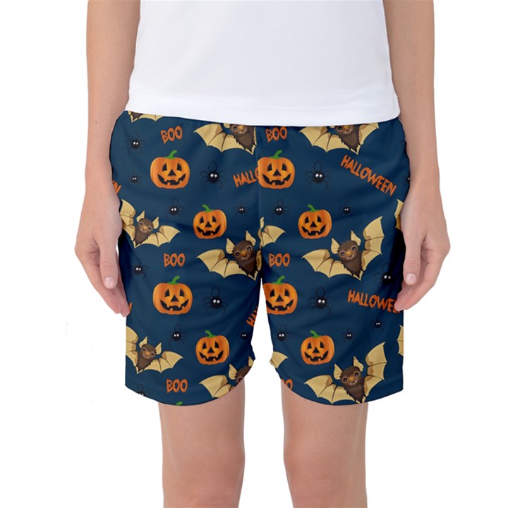 Bat, pumpkin and spider pattern Women s Basketball Shorts