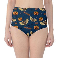 Bat, pumpkin and spider pattern High-Waist Bikini Bottoms