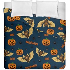 Bat, pumpkin and spider pattern Duvet Cover Double Side (King Size)