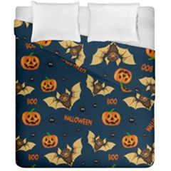 Bat, pumpkin and spider pattern Duvet Cover Double Side (California King Size)