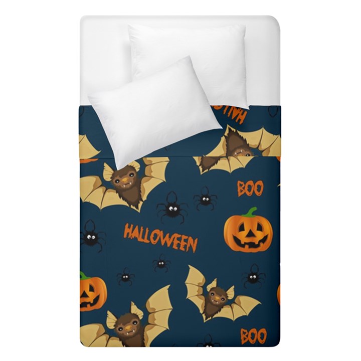 Bat, pumpkin and spider pattern Duvet Cover Double Side (Single Size)