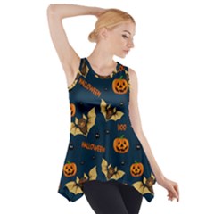 Bat, pumpkin and spider pattern Side Drop Tank Tunic