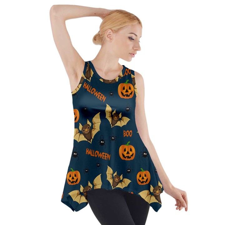 Bat, pumpkin and spider pattern Side Drop Tank Tunic