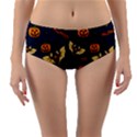 Bat, pumpkin and spider pattern Reversible Mid-Waist Bikini Bottoms View1