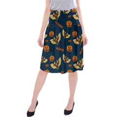 Bat, pumpkin and spider pattern Midi Beach Skirt