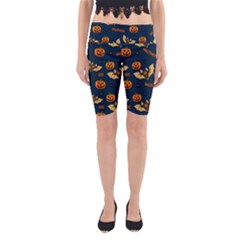 Bat, Pumpkin And Spider Pattern Yoga Cropped Leggings by Valentinaart