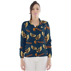 Bat, pumpkin and spider pattern Wind Breaker (Women)