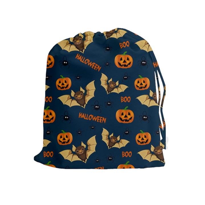 Bat, pumpkin and spider pattern Drawstring Pouches (Extra Large)