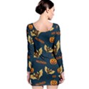 Bat, pumpkin and spider pattern Long Sleeve Velvet Bodycon Dress View2