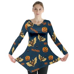 Bat, pumpkin and spider pattern Long Sleeve Tunic 