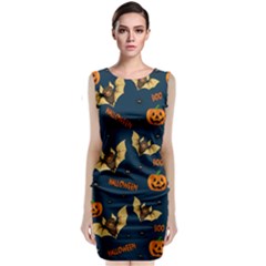 Bat, pumpkin and spider pattern Classic Sleeveless Midi Dress