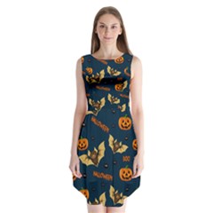 Bat, pumpkin and spider pattern Sleeveless Chiffon Dress  